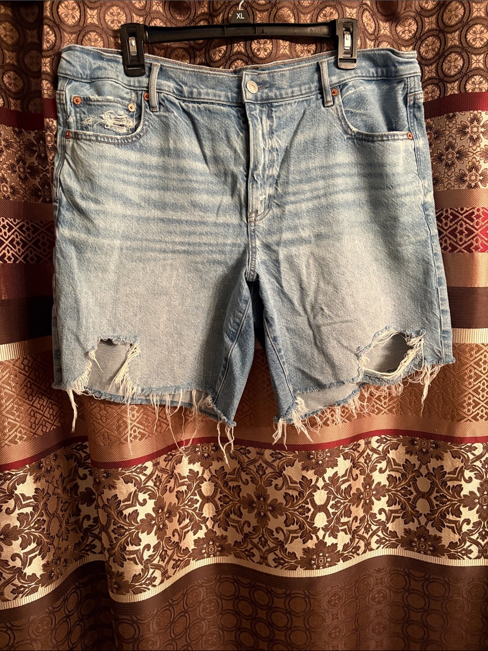 American Eagle Perfect Bermuda Short -Light Blue Distressed Denim